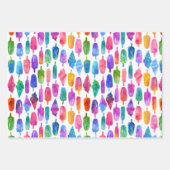 レインボーウォーターカラーアイスクリームアイスポップパターン ラッピングペーパーシート (正面3)