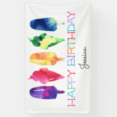 レインボーウォーターカラーアイスクリームアイスポップ スタイリッシュ 横断幕 (縦)