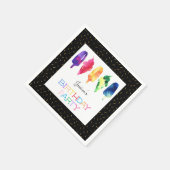 レインボーウォーターカラーアイスクリームアイスポップ モダン スタンダードカクテルナプキン (角)