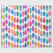 レインボーウォーターカラーアイスクリームコーンポップシクルキッズ ラッピングペーパー (フラット)