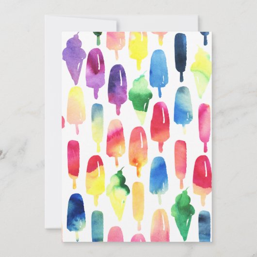 レインボーウォーターカラーアイスクリームポップシクル サンキューカード (裏面)