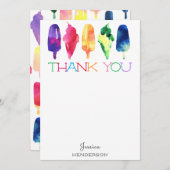 レインボーウォーターカラーアイスクリームポップシクル サンキューカード (正面/裏面)