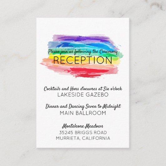 レインボーウォーターカラーウェディングレセプションエンクロージャ エンクロージャーカード (正面)