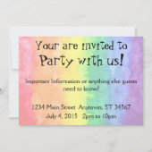 レインボーウォーターカラーウォッシュパーティー時間 招待状 (正面)