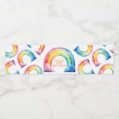 レインボーウォーターカラーガール誕生日ボトルラベル ペットボトルラベル (シングルラベル)