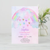 レインボーウォーターカラーガール誕生日 招待状 (スタンド正面)