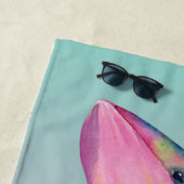 レインボーウォーターカラークジラ ビーチタオル (インサイチュ)