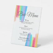 レインボーウォーターカラーシックLGBTQのドリンク結婚メニュー 台座サイン (正面)