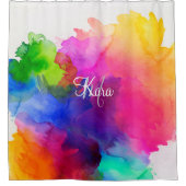 レインボーウォーターカラーシャワーカーテン シャワーカーテン (正面)