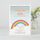 レインボーウォーターカラースカイクラウドバースデーパーティー 招待状 (スタンド正面)