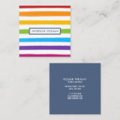 レインボーウォーターカラーストライプスクエア スクエア名刺 (正面/裏面)