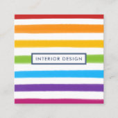 レインボーウォーターカラーストライプスクエア スクエア名刺 (正面)