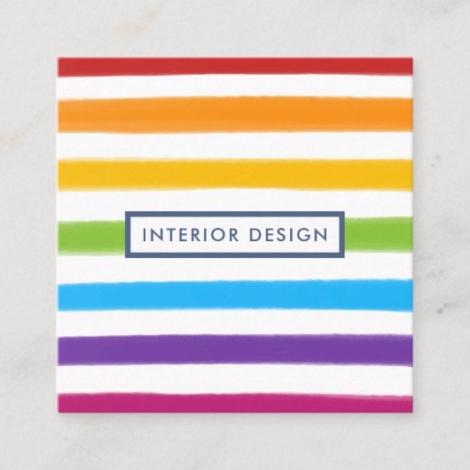 レインボーウォーターカラーストライプスクエア スクエア名刺 (正面)