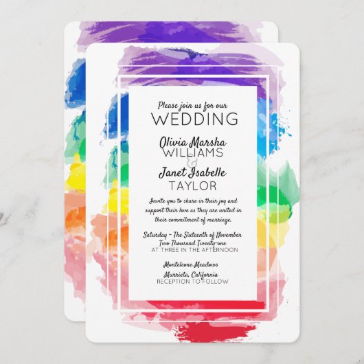 レインボーウォーターカラーズコレクション結婚式招待状 招待状 (正面/裏面)