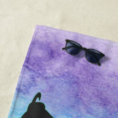 レインボーウォーターカラーダンサーと犬 ビーチタオル (インサイチュ)