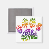 レインボーウォーターカラートライバルドッグポータトゥープリント マグネット (正面/裏面)