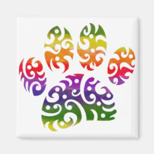 レインボーウォーターカラートライバルドッグポータトゥープリント マグネット (正面)