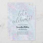 レインボーウォーターカラーバースデーパーティーへの招待 招待状 (正面/裏面)