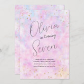 レインボーウォーターカラーバースデーパーティーへの招待 招待状 (正面/裏面)