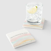 レインボーウォーターカラーピンクグリーン金ゴールドあなたは素晴らしい ストーンコースター (横)