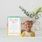 レインボーウォーターカラーフォトカスタムフォトキッズ サンキューカード (スタンド正面)