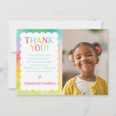 レインボーウォーターカラーフォトカスタムフォトキッズ サンキューカード (正面)