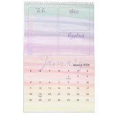 レインボーウォーターカラーブラシストローク月次プランナー カレンダー (1月 2026)