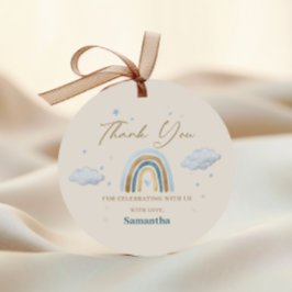 レインボーウォーターカラーブルー金ゴールドベビーシャワー フェイバータグ