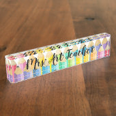 レインボーウォーターカラーペンシル先生机用ネームプレート デスクネームプレート (側面)