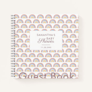 レインボーウォーターカラーボホベイビーシャワーゲストブック ノートブック
