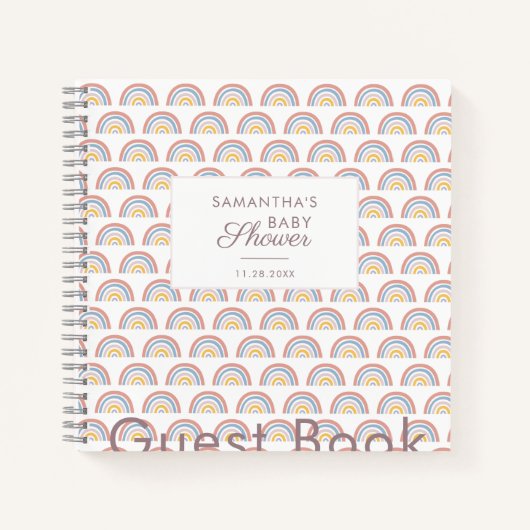 レインボーウォーターカラーボホベイビーシャワーゲストブック ノートブック (正面)
