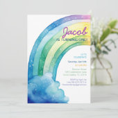 レインボーウォーターカラーボーイズバースデーパーティー 招待状 (スタンド正面)