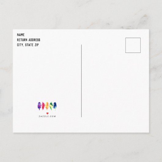 レインボーウォーターカラーポプシクルアイスクリーム誕生日 インビテーションポストカード (裏面)