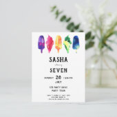 レインボーウォーターカラーポプシクルアイスクリーム誕生日 インビテーションポストカード (スタンド正面)