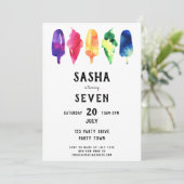 レインボーウォーターカラーポプシクルアイスクリーム誕生日 招待状 (スタンド正面)