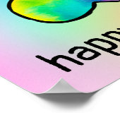 レインボーウォーターカラーポープリントバースデーパーティーポスター ポスター (角)