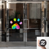 レインボーウォーターカラーポープリントバースデーパーティー ウィンドウサイン (オフィスドア)