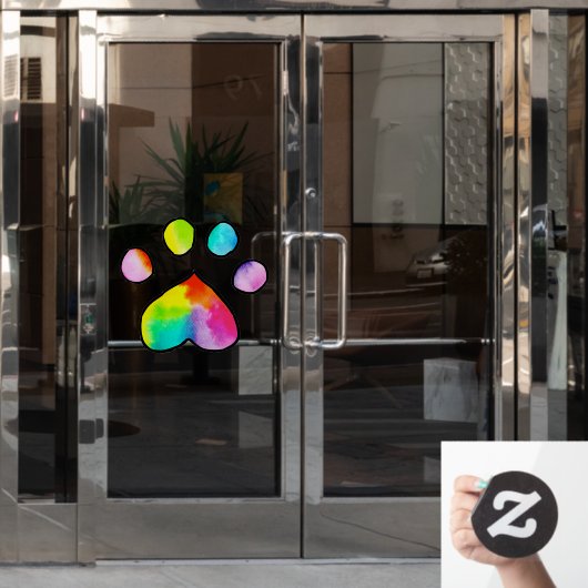 レインボーウォーターカラーポープリントバースデーパーティー ウィンドウサイン (オフィスドア)