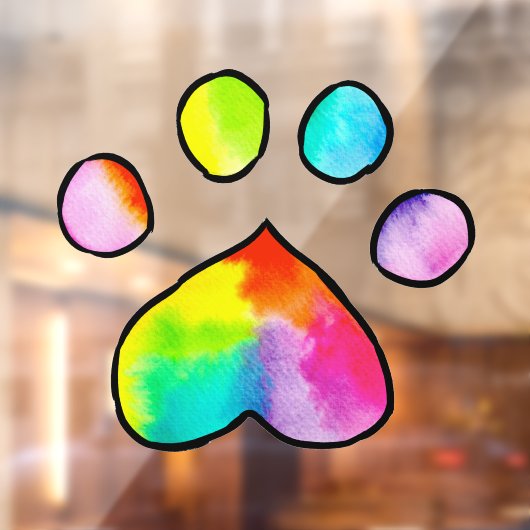 レインボーウォーターカラーポープリントバースデーパーティー ウィンドウサイン (シート2)