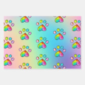 レインボーウォーターカラーポープリントバースデーパーティー ラッピングペーパーシート (正面)