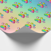 レインボーウォーターカラーポープリントバースデーパーティー ラッピングペーパー (角)