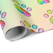 レインボーウォーターカラーポープリントバースデーパーティー ラッピングペーパー (ロールコーナー)