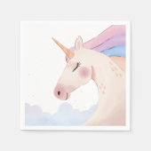 レインボーウォーターカラーユニコーンバースデーパーティー | スタンダードカクテルナプキン (正面)