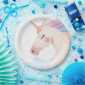 レインボーウォーターカラーユニコーンバースデーパーティー | ペーパープレート (パーティー)