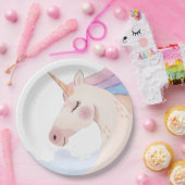 レインボーウォーターカラーユニコーンバースデーパーティー | ペーパープレート (パーティー)
