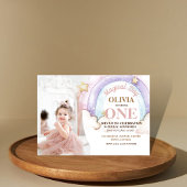 レインボーウォーターカラー写真第1誕生日 招待状