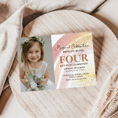 レインボーウォーターカラー写真第4誕生日 招待状