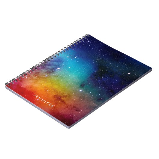 レインボーウォーターカラー宇宙銀河系 ノートブック (左側)