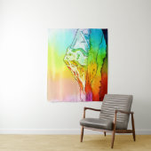 レインボーウォーターカラー山フード タペストリー (インサイチュ)