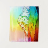 レインボーウォーターカラー山フード タペストリー (正面)